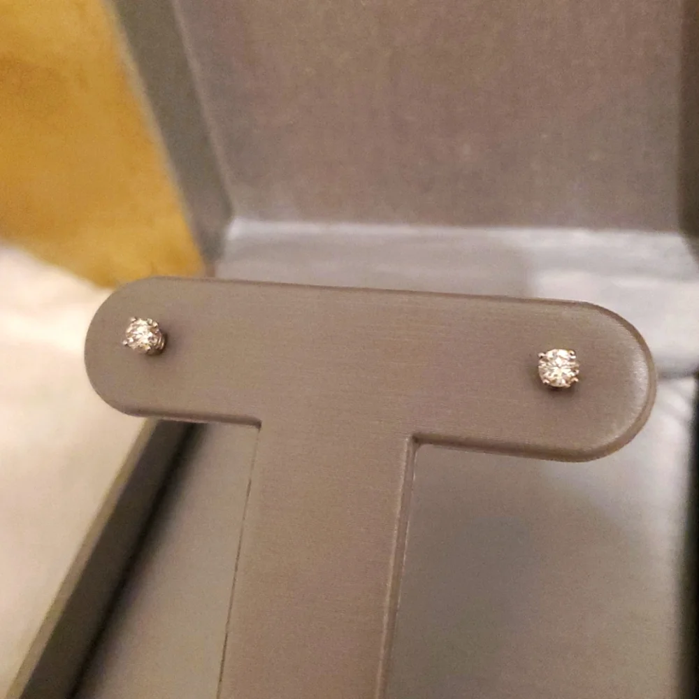 14k White Gold 1/3 CTTW. Elegant Silver Stud Earrings from Zales. - Picture 4 of 7